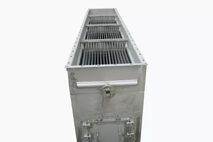 BUCOair heat exchanger This image shows the BUCOair heat exchanger used for heat recovery in the paper industry