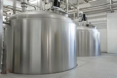 Ice water cooling in dairy plants  This image shows ice water cooling used in dairy plants for temperature control.