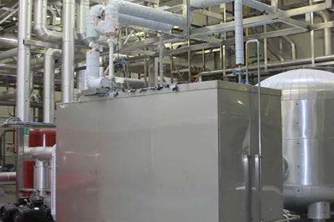 Koel voedsel met hoge hygiënische eisen roestvrij staal Deze afbeelding toont roestvrijstalen apparatuur voor het koelen van voedsel.